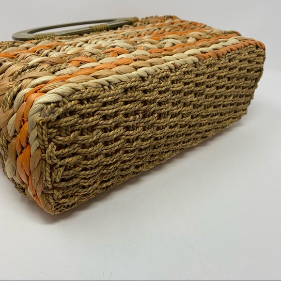Cappelli Orange Straw Woven Bag With Wooden Handles HOST PICK!!!! - Picture 9 of 11